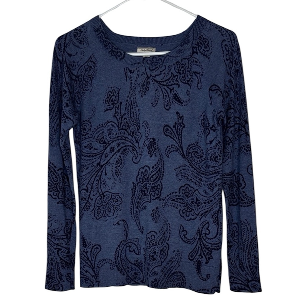 Lucky Brand Paisley Sweater Long Sleeve | Slate & Navy Blue